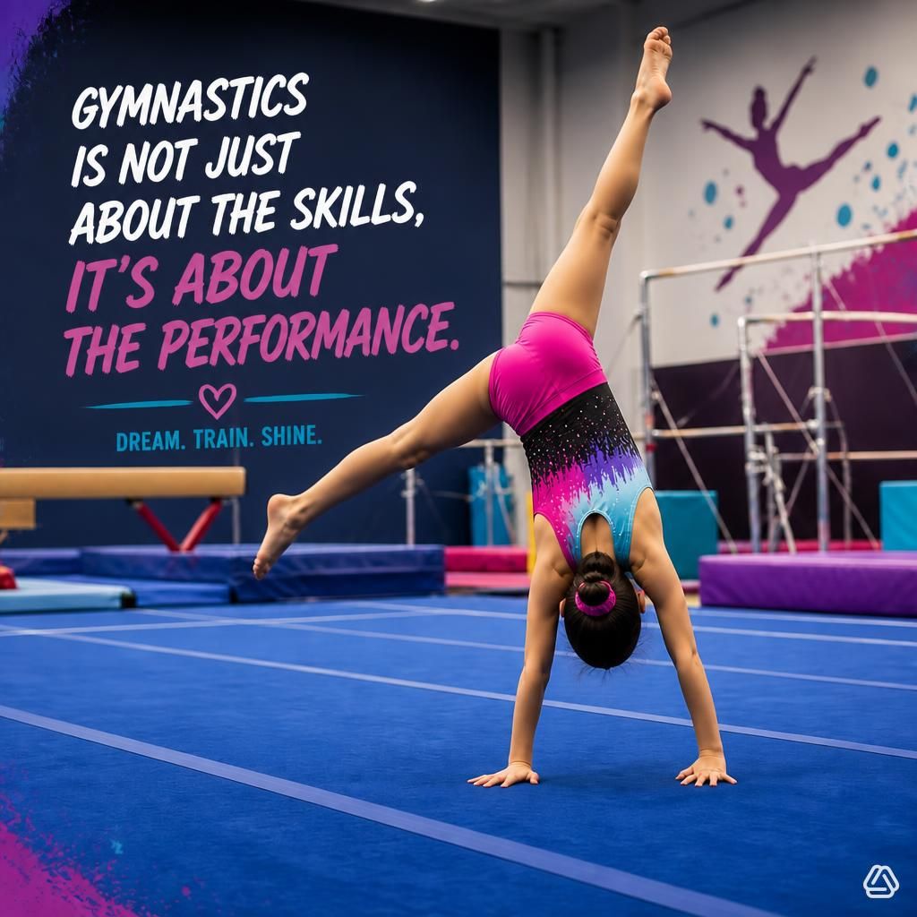 Gymnast performing a handstand on the competition floor